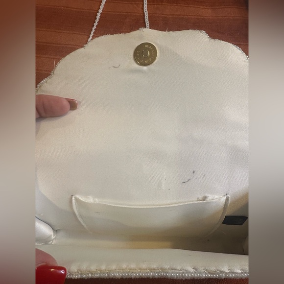 Lisa Loren Vintage Hand Beaded Pearl Evening Bag Bridal Crossbody Ivory - Picture 8 of 11